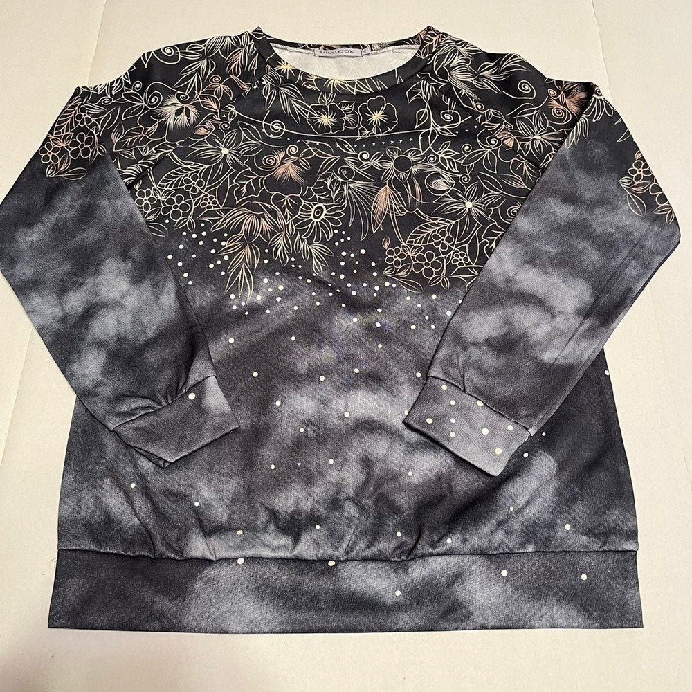 MISSLOOK gray boho style ladies small sweatshirt Cotton blend New‎ without tags